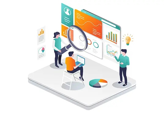 Illustrations of Generative AI advisory expert delivering AI solutions